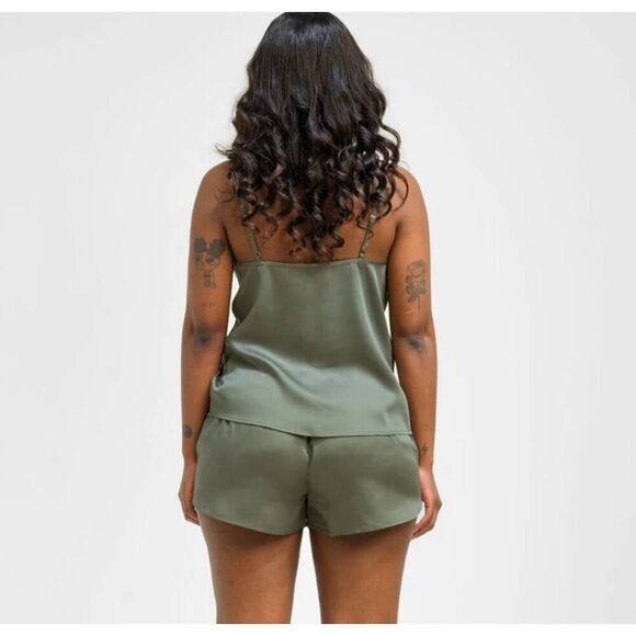 Ettitude Women's Size XXL Sateen Shortie Moss Green Loungewear Pajama Shorts - Picture 2 of 5